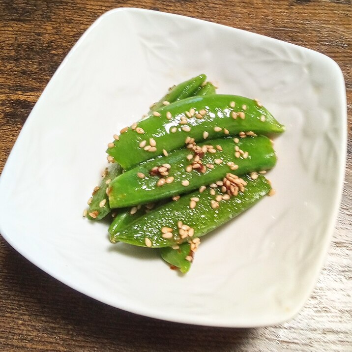 お弁当や副菜に！！スナップえんどうのゴマ油炒め♪